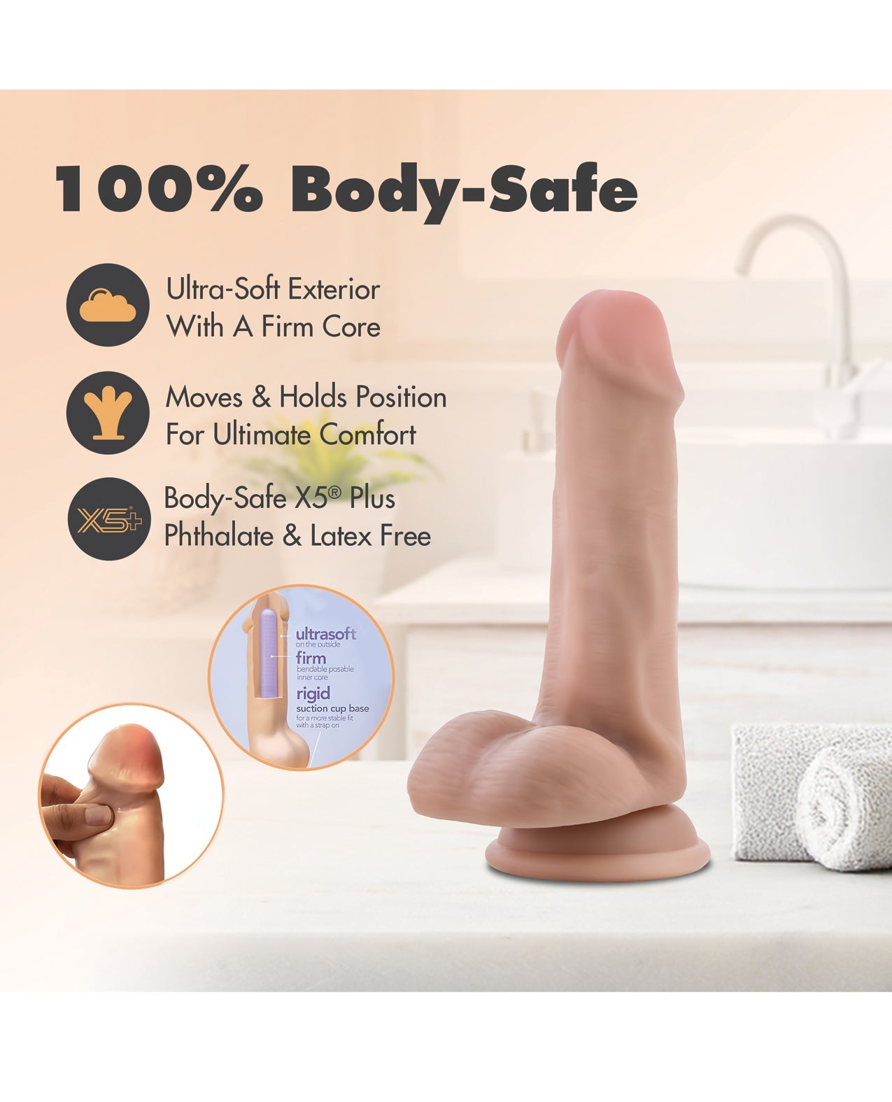 Blush Dr. Skin Plus 6" Posable Dildo With Balls
