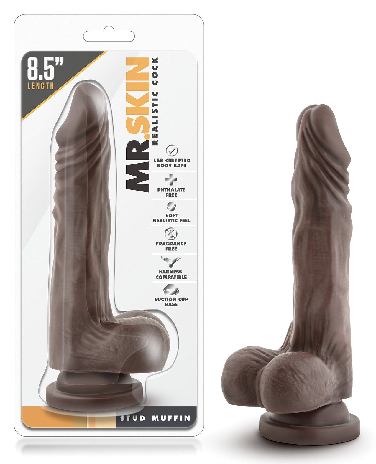 Blush Dr. Skin Stud Muffin 8.5" Dong with Suction Cup