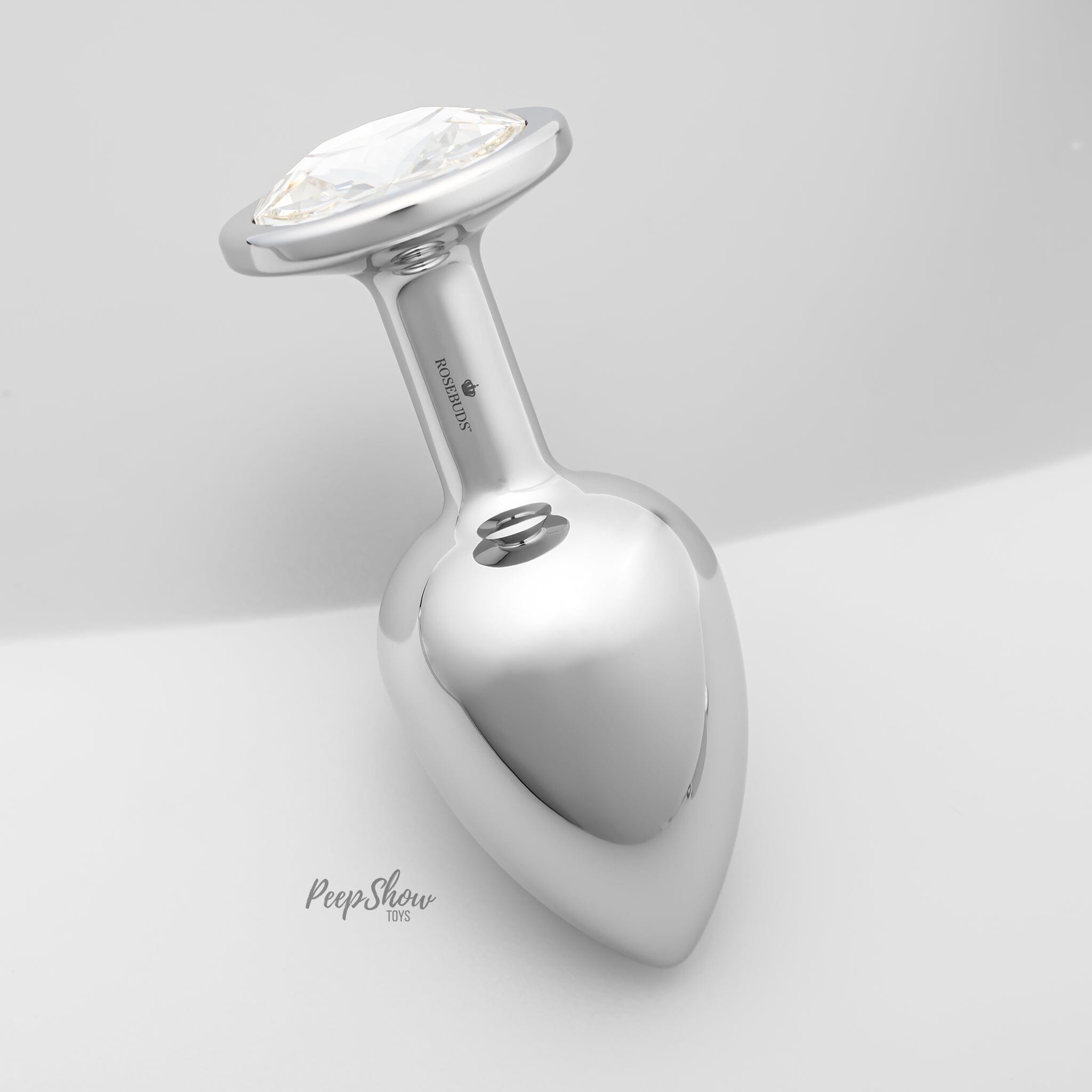 Rosebuds Stainless Steel Butt Plug - Clear Swarovski Crystal - 2 Sizes