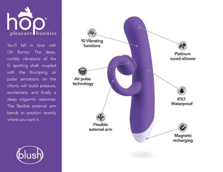 Hop Oh Bunny - Air Pulse Rabbit Vibrator with Bendable Clitoral Arm