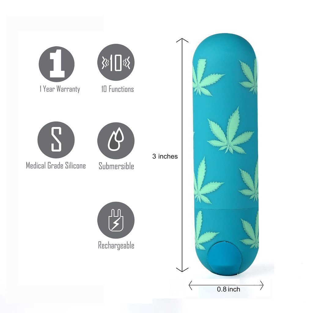 Maia Jessi 420 Rechargeable Mini Bullet Vibrator with Colorful Leaf Pattern
