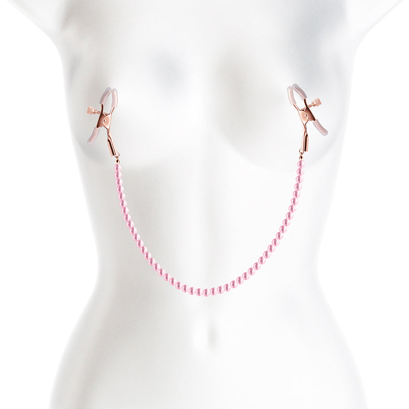 Bound DC1 Alligator Style with Pink Pearl Chain Nipple Clamps
