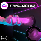 Blush Neo Elite GLOW in the Dark 7.5 Inch with Balls Silicone Dual Density Suction Cup Dildo
