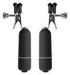 Black Vibrating Nipple Clamps by Shots