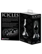 Icicles No. 77 Black Glass Anal Plug with Rose Shaped Base
