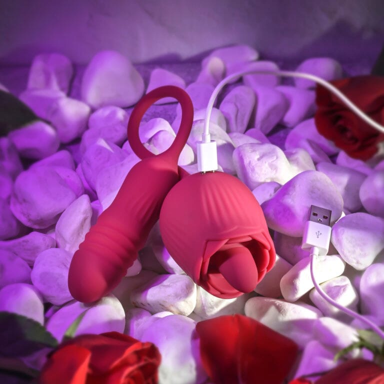 Wild Rose Vibrator by Evolved - Thrusting + Moving Tongue