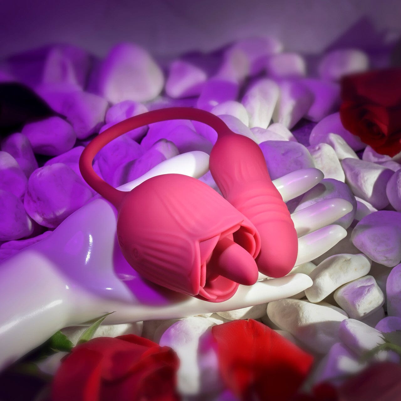 Wild Rose Vibrator by Evolved - Thrusting + Moving Tongue