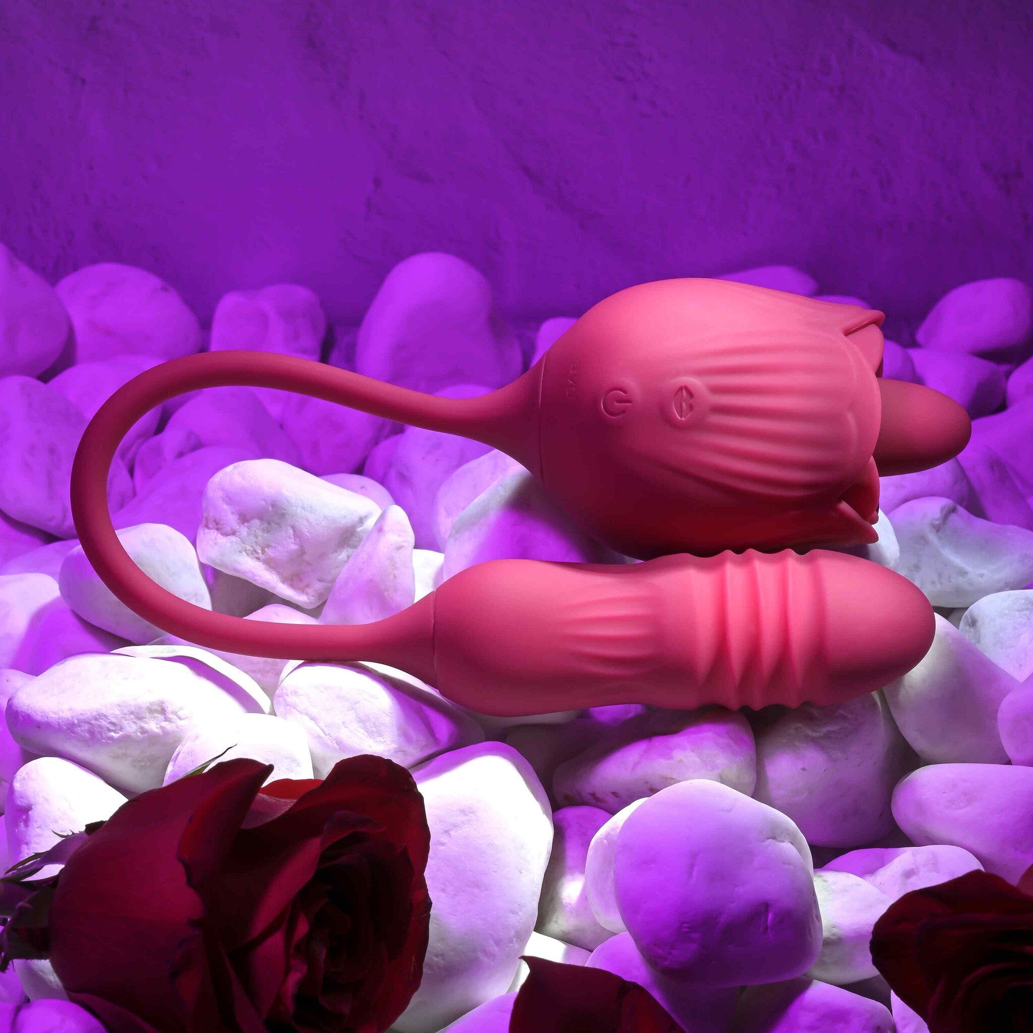 Wild Rose Vibrator by Evolved - Thrusting + Moving Tongue