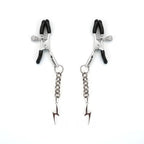 Silver Nipple Clamps with Lightning Bolts