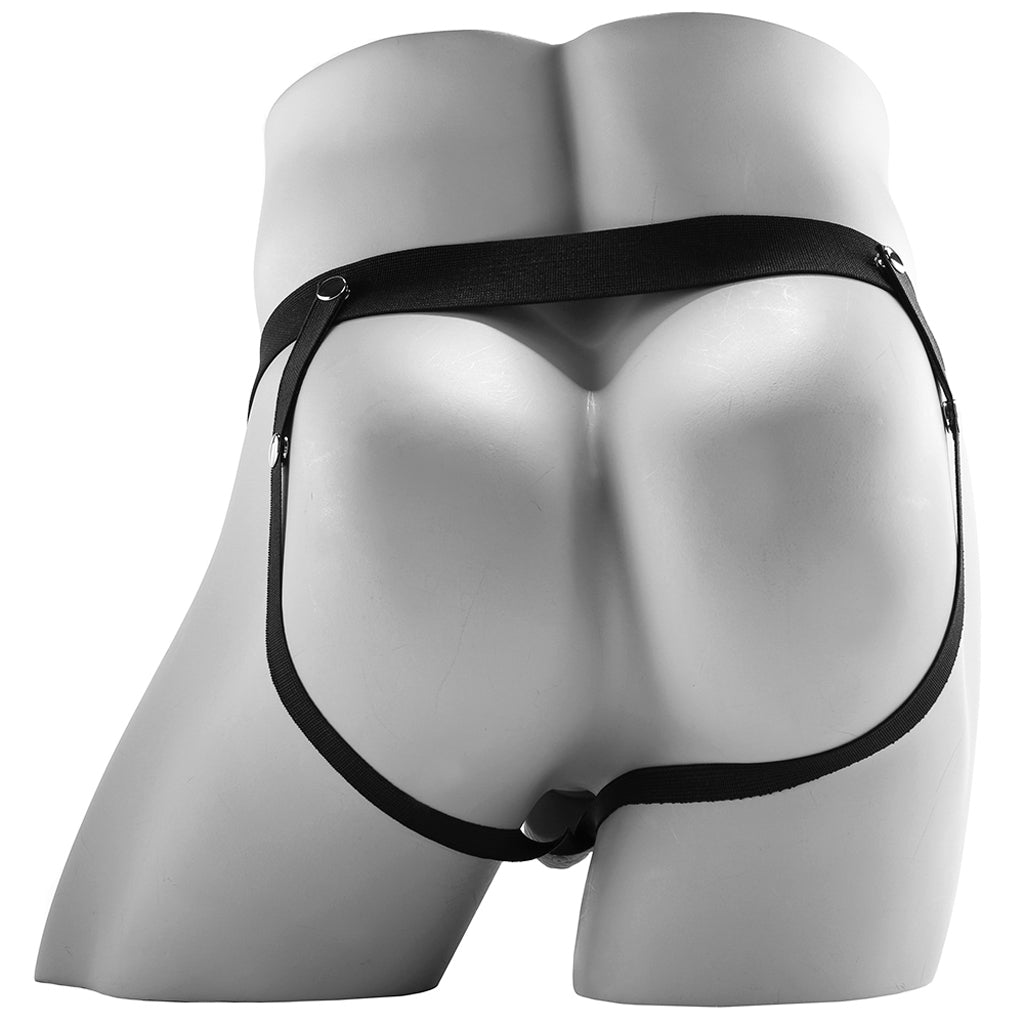10 Inch Hollow Vibrating Strap-On with Remote in Tan