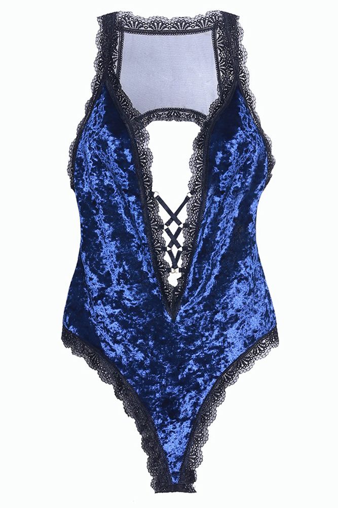 Amalie Cobalt Crushed Velvet Teddy