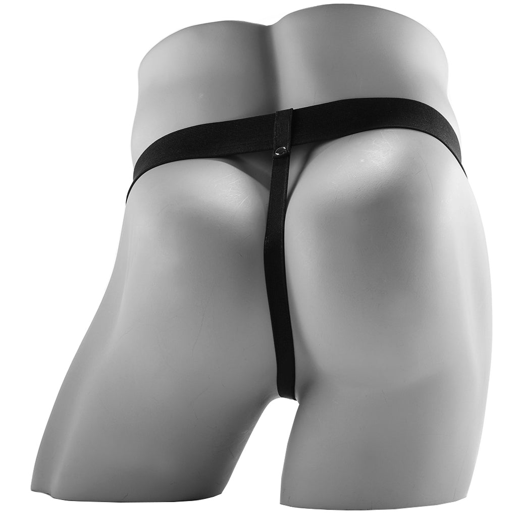 11 Inch Hollow Vibrating Strap-On with Balls in Vanilla