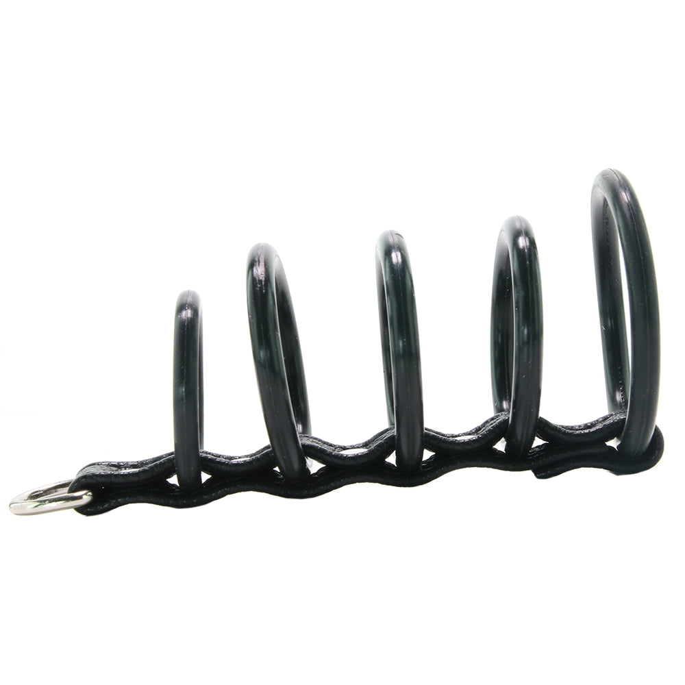 Blue Line 5 Ring Rubber Gates of Hell Cock Cage with Lead
