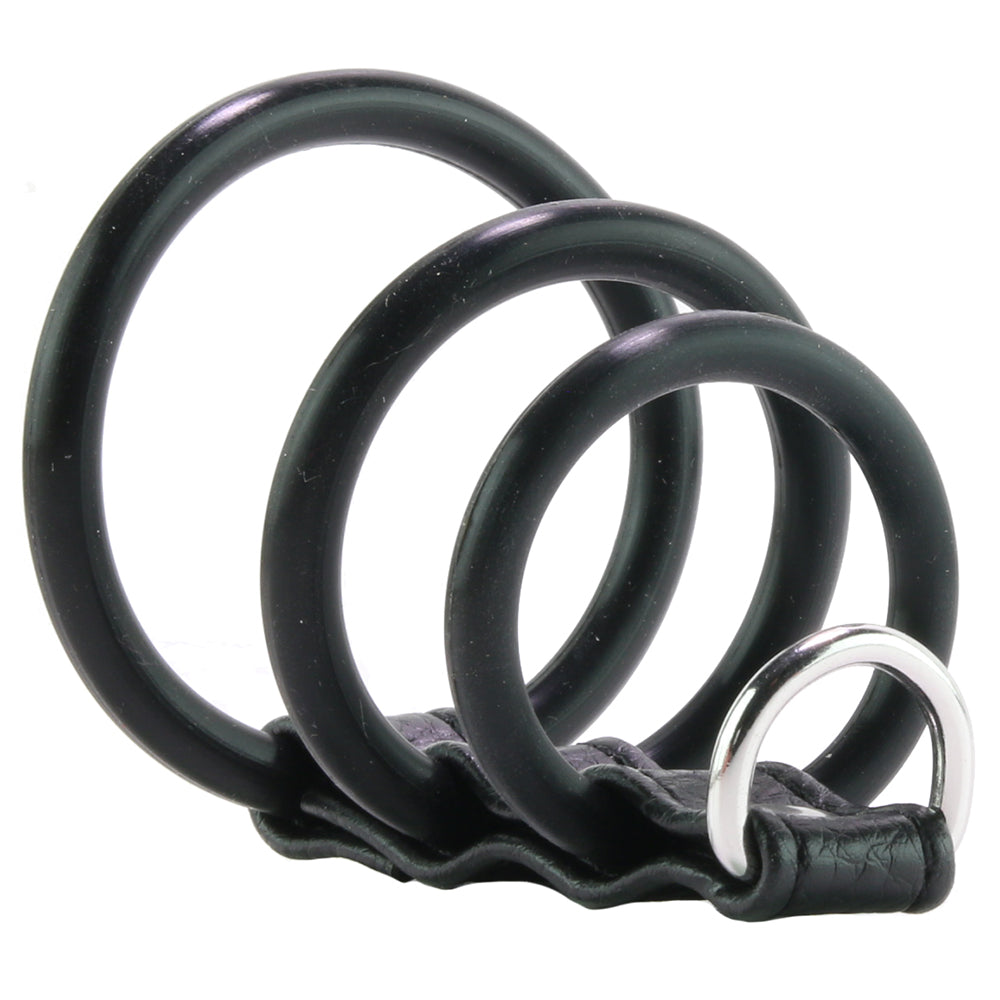 Blue Line 3 Ring Silicone Gates of Hell with Leash Lead