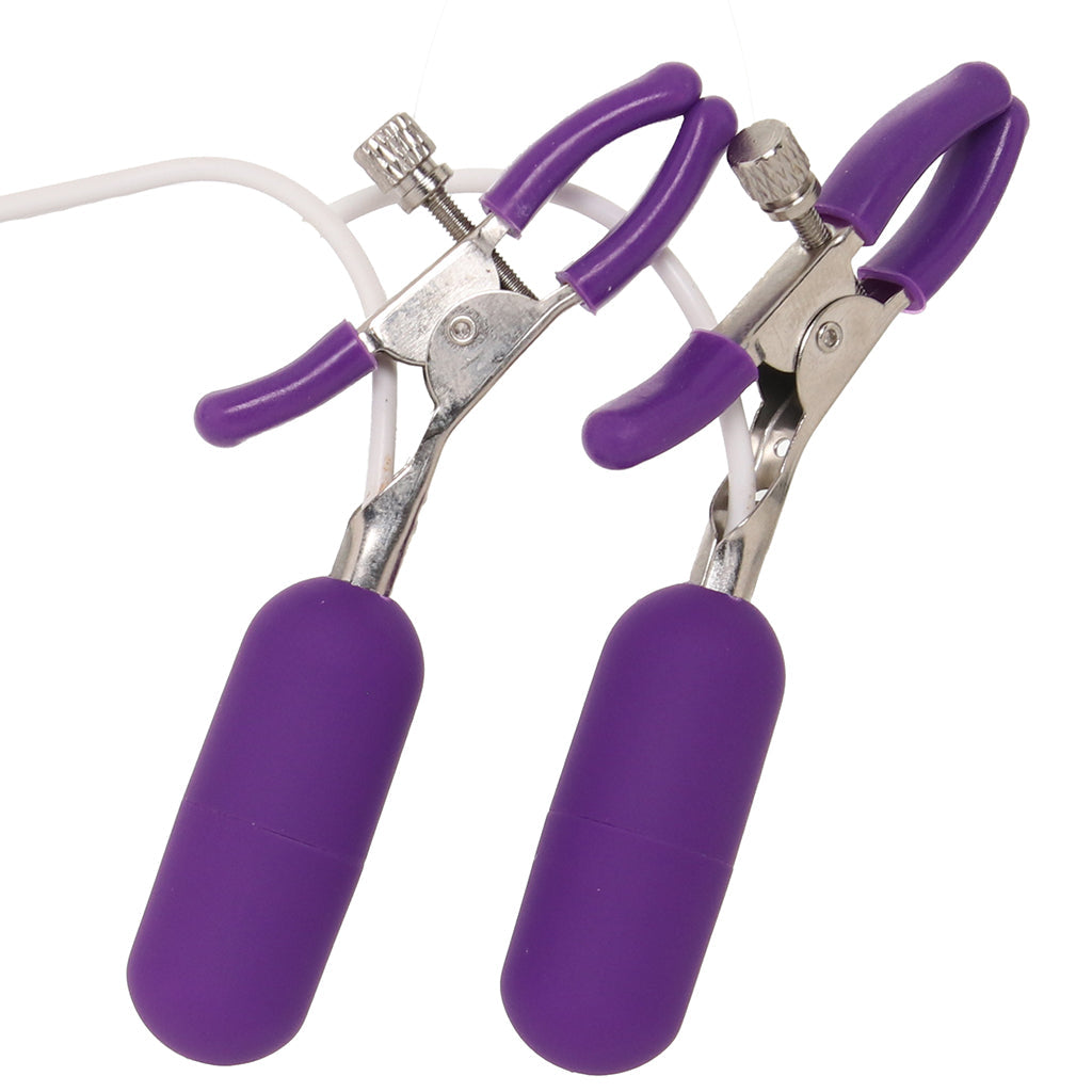 10 Function Vibrating Nipple Clamps in Purple