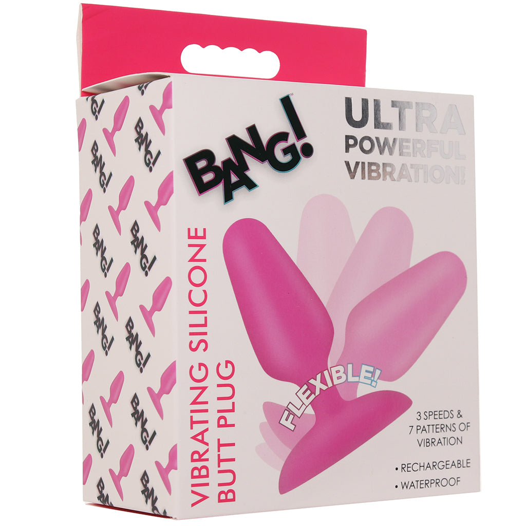 Bang! Vibrating Silicone Butt Plug in Pink