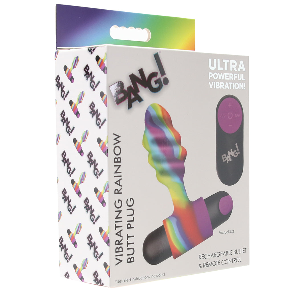 Bang! Vibrating Rainbow Butt Plug with Remote