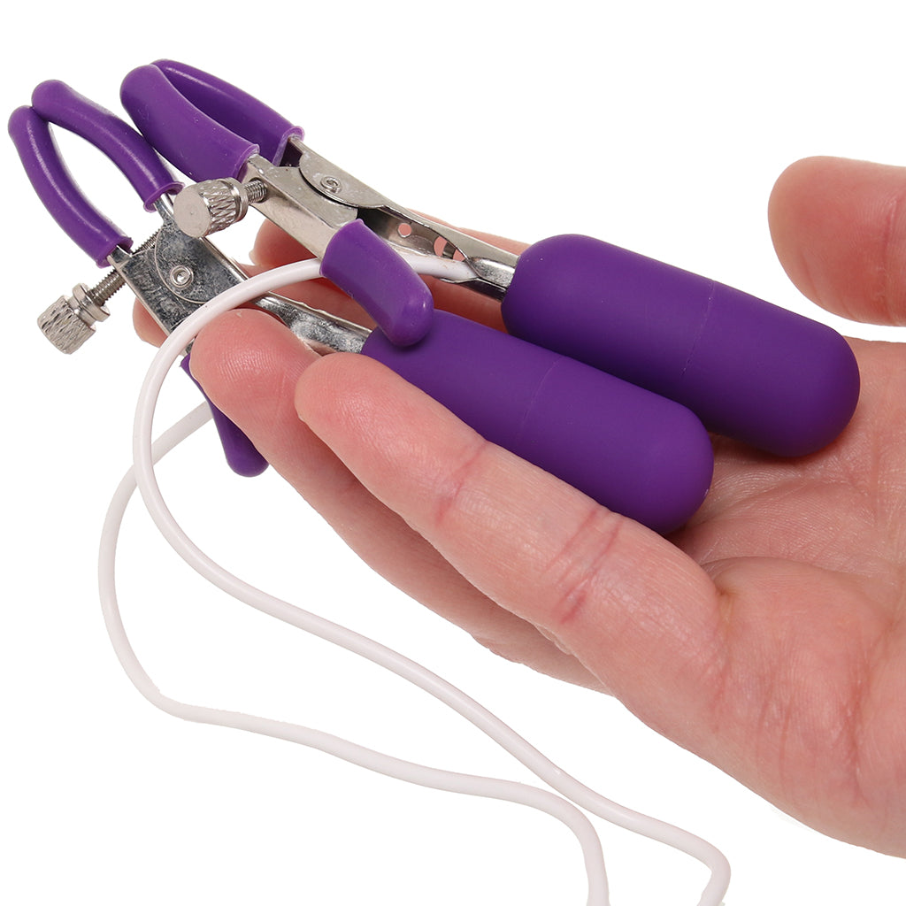 10 Function Vibrating Nipple Clamps in Purple