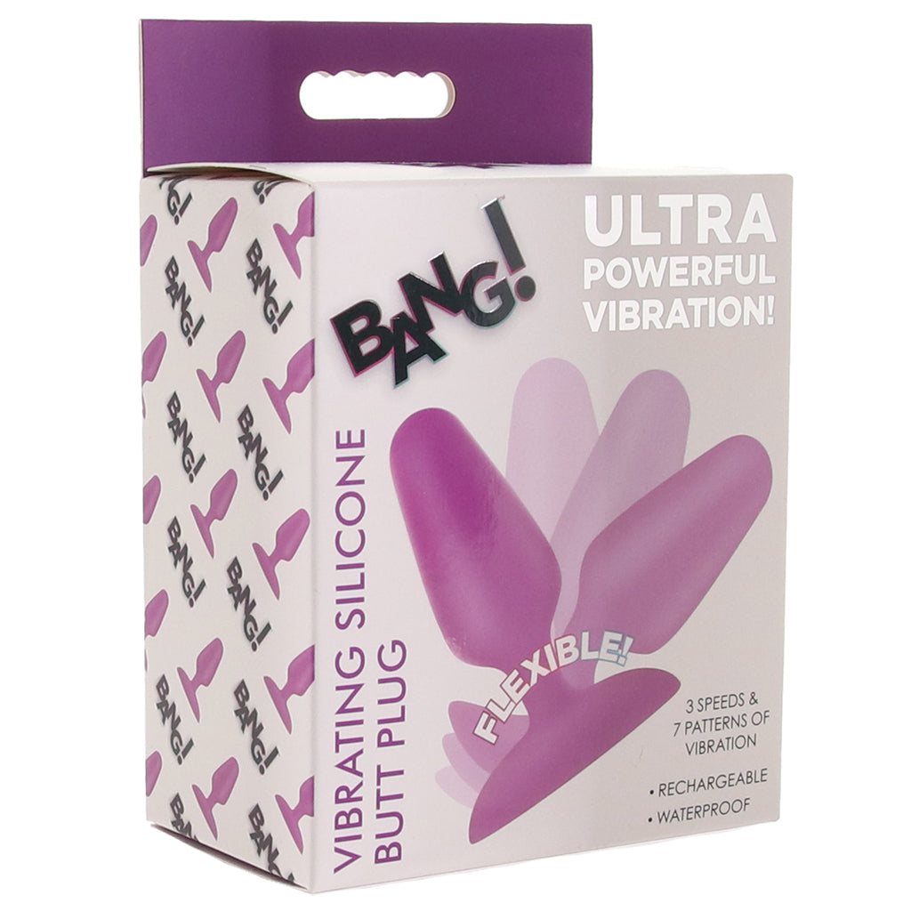 Bang! Vibrating Silicone Butt Plug in Purple