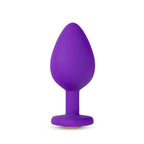 Blush Temptasia Bling Butt Plugs, Purple with Gold Gemstone - 3 Sizes