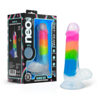 Neo Elite Rainbow Rave - Glow + Dual-Density Suction Cup Dildo