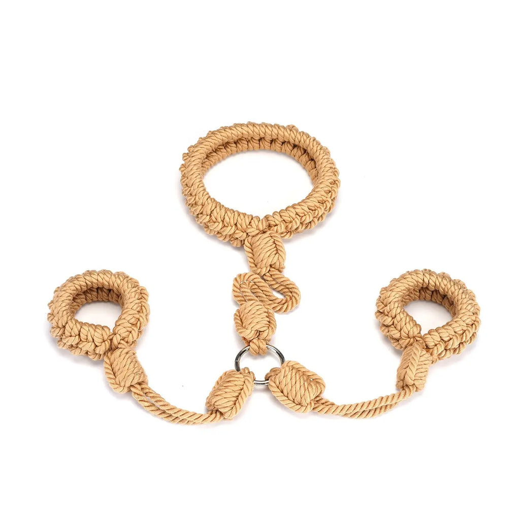 Shibari Bondage Rope Wrist to Collar Restraint